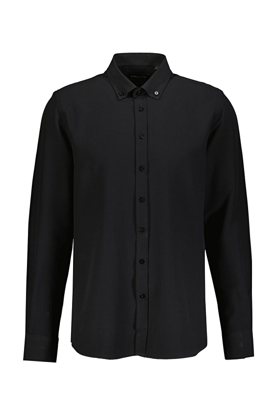 Finesuits Slim Fit Uzun Kol Düğmeli Yaka Erkek Gofreli Gömlek 2412103022 UDS Siyah Finesuits Slim Fit Uzun Kol Düğmeli Yaka Erkek Gofreli Gömlek 2412103022 UDS Siyah