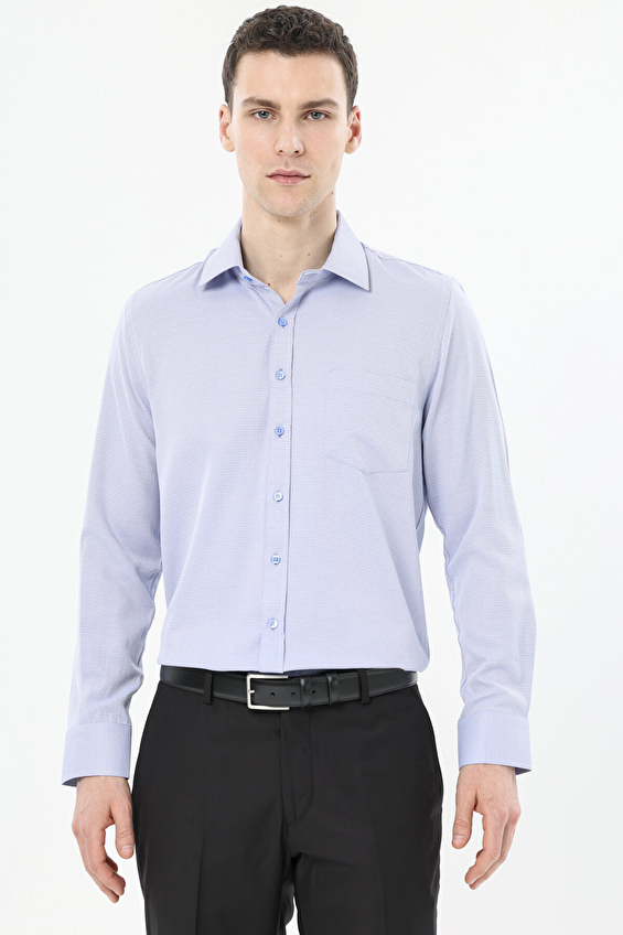 Finesuits Regular Fit Uzun Kol Düz Yaka Erkek Armürlü Gömlek 2412103027 UR Açık mavi Finesuits Regular Fit Uzun Kol Düz Yaka Erkek Armürlü Gömlek 2412103027 UR Açık mavi