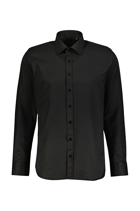 Finesuits Regular Fit Uzun Kol Düz Yaka Erkek Armürlü Gömlek 2412103027 UR Siyah Finesuits Regular Fit Uzun Kol Düz Yaka Erkek Armürlü Gömlek 2412103027 UR Siyah