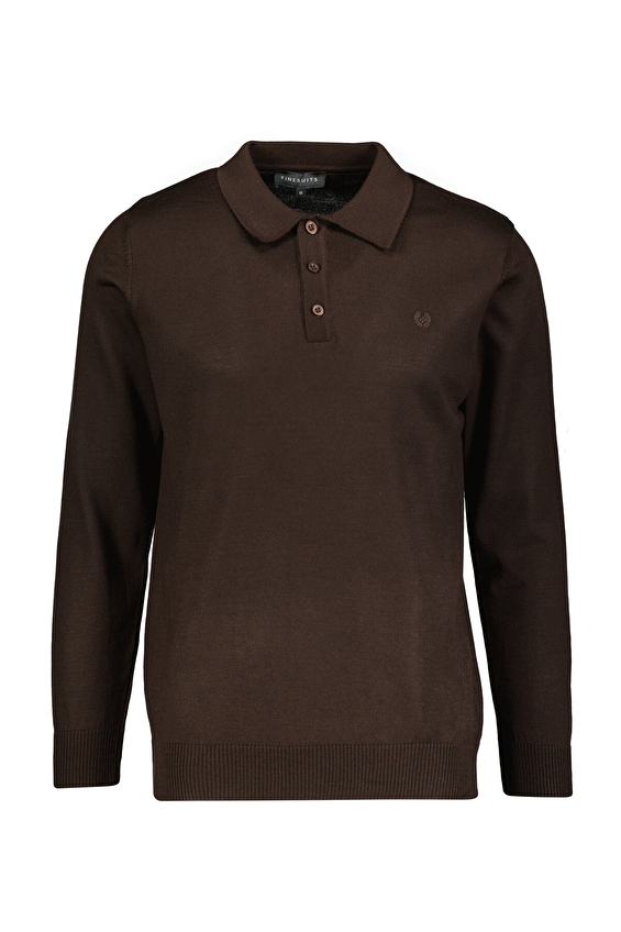 Finesuits Polo Yaka Regular Fit Yün Karışımlı Erkek Düz Yünlü Düz Yünlü Kazak 2522201001 DZPYR Koyu kahverengi Finesuits Polo Yaka Regular Fit Yün Karışımlı Erkek Düz Yünlü Düz Yünlü Kazak 2522201001 DZPYR Koyu kahverengi