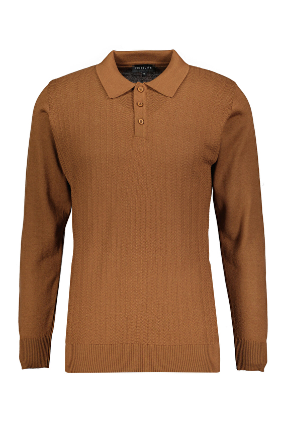 Finesuits Polo Yaka Regular Fit Yün Karışımlı Erkek Düz Yünlü Desenli Yünlü Kazak 2522201014 PYR Tütün Finesuits Polo Yaka Regular Fit Yün Karışımlı Erkek Düz Yünlü Desenli Yünlü Kazak 2522201014 PYR Tütün