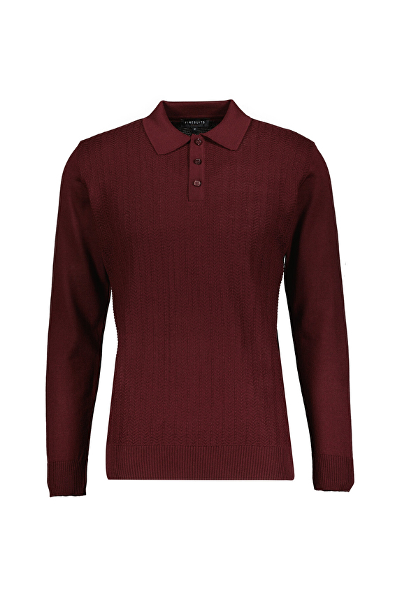 Finesuits Polo Yaka Regular Fit Yün Karışımlı Erkek Düz Yünlü Desenli Yünlü Kazak 2522201014 PYR Bordo Finesuits Polo Yaka Regular Fit Yün Karışımlı Erkek Düz Yünlü Desenli Yünlü Kazak 2522201014 PYR Bordo