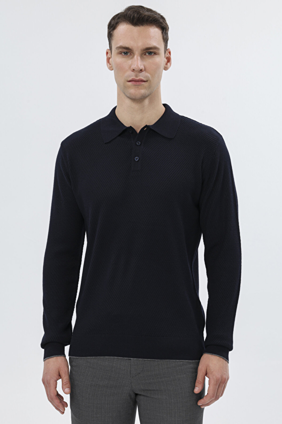 Finesuits Polo Yaka Regular Fit Yün Karışımlı Erkek Düz Yünlü Desenli Yünlü Kazak 2522201017 PYR Lacivert Finesuits Polo Yaka Regular Fit Yün Karışımlı Erkek Düz Yünlü Desenli Yünlü Kazak 2522201017 PYR Lacivert