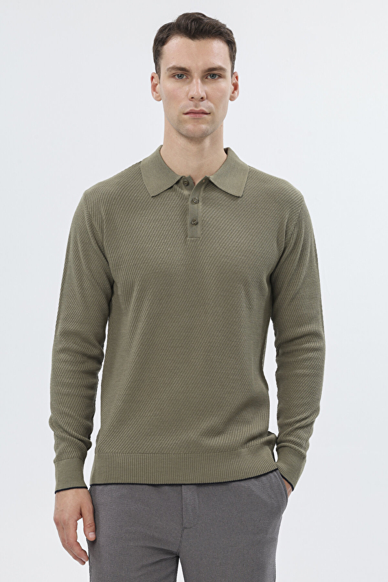 Finesuits Polo Yaka Regular Fit Yün Karışımlı Erkek Düz Yünlü Desenli Yünlü Kazak 2522201017 PYR Açık haki Finesuits Polo Yaka Regular Fit Yün Karışımlı Erkek Düz Yünlü Desenli Yünlü Kazak 2522201017 PYR Açık haki