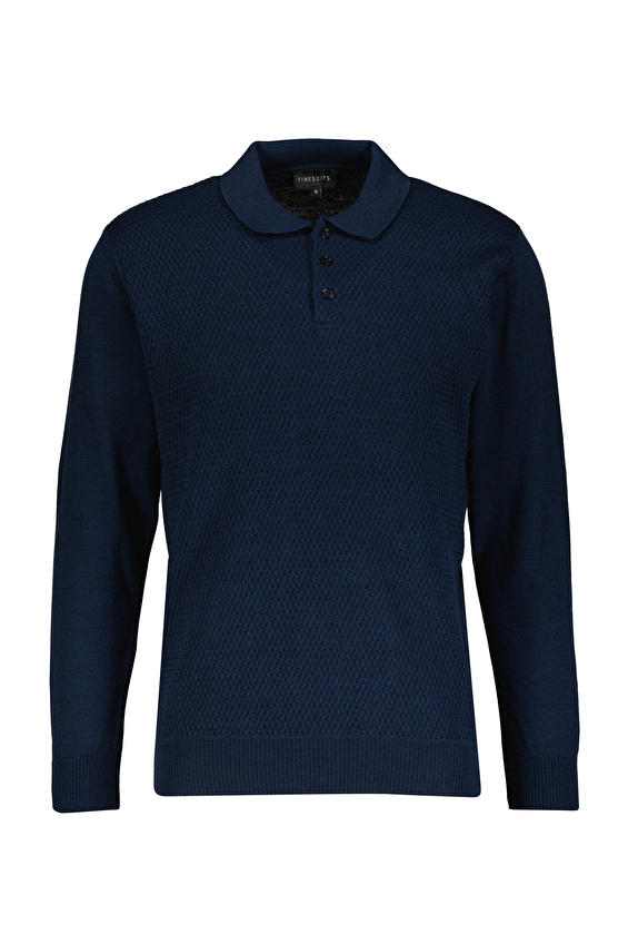 Finesuits Polo Yaka Regular Fit Yün Karışımlı Erkek Düz Yünlü Desenli Yünlü Kazak 2522201018 PYR Indıgo Finesuits Polo Yaka Regular Fit Yün Karışımlı Erkek Düz Yünlü Desenli Yünlü Kazak 2522201018 PYR Indıgo