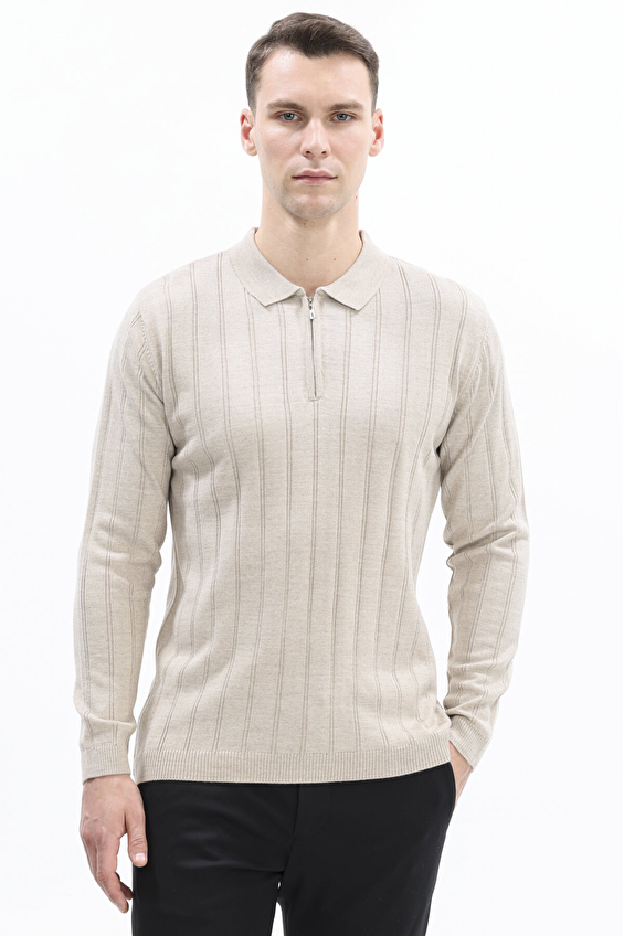 Finesuits Regular Fit Fermuarlı Polo Yaka Yün Karışımlı Erkek Düz Yünlü Desenli Yünlü Kazak 2522201021 PYFR Bej Finesuits Regular Fit Fermuarlı Polo Yaka Yün Karışımlı Erkek Düz Yünlü Desenli Yünlü Kazak 2522201021 PYFR Bej