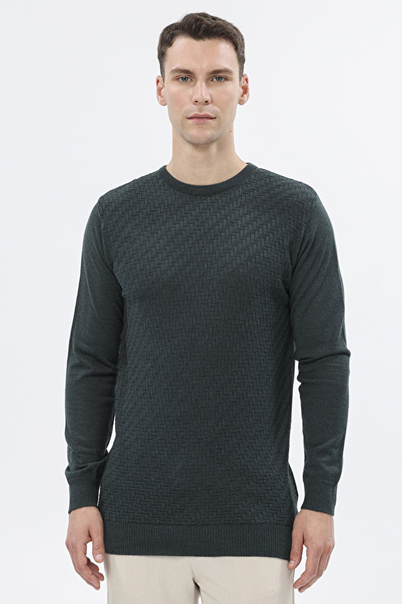 Finesuits Regular Fit Bisiklet Yaka Yün Karışımlı Erkek Düz Yünlü Desenli Yünlü Kazak 2522201024 OYR Yeşil Finesuits Regular Fit Bisiklet Yaka Yün Karışımlı Erkek Düz Yünlü Desenli Yünlü Kazak 2522201024 OYR Yeşil