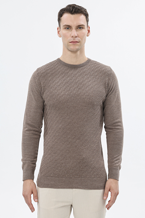 Finesuits Regular Fit Bisiklet Yaka Yün Karışımlı Erkek Düz Yünlü Desenli Yünlü Kazak 2522201024 OYR Vizon Finesuits Regular Fit Bisiklet Yaka Yün Karışımlı Erkek Düz Yünlü Desenli Yünlü Kazak 2522201024 OYR Vizon