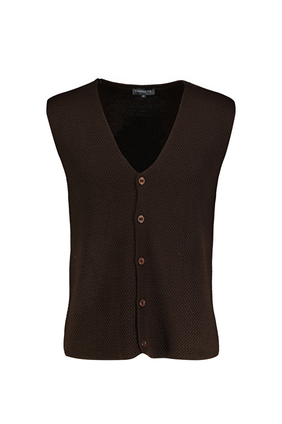Finesuits Regular Fit Yün Karışımlı Erkek Düz Yünlü Desenli Yünlü Yelek 2522201027 YLKR Koyu kahverengi Finesuits Regular Fit Yün Karışımlı Erkek Düz Yünlü Desenli Yünlü Yelek 2522201027 YLKR Koyu kahverengi