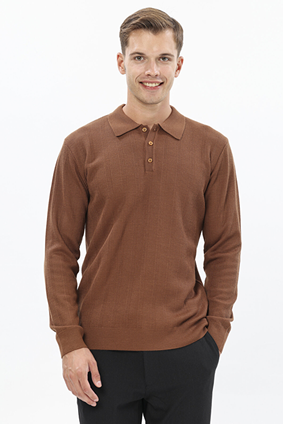 Finesuits Polo Yaka Regular Fit Yün Karışımlı Erkek Düz Yünlü Desenli Yünlü Kazak 2522201028 PYR Tütün Finesuits Polo Yaka Regular Fit Yün Karışımlı Erkek Düz Yünlü Desenli Yünlü Kazak 2522201028 PYR Tütün