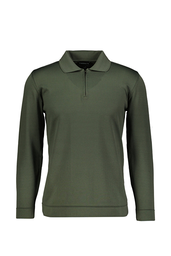 Finesuits Regular Fit Fermuarlı Polo Yaka Erkek Kazak 2522201052 POLPYFR Haki Finesuits Regular Fit Fermuarlı Polo Yaka Erkek Kazak 2522201052 POLPYFR Haki