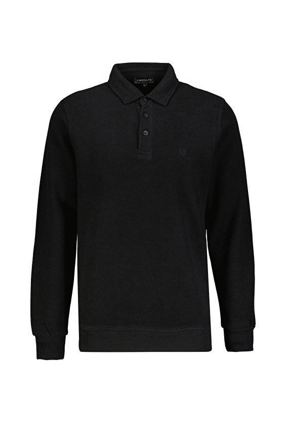 Finesuits Polo Yaka Regular Fit Erkek Kadife Sweatshirt 252209001 KDFPYR Siyah Finesuits Polo Yaka Regular Fit Erkek Kadife Sweatshirt 252209001 KDFPYR Siyah