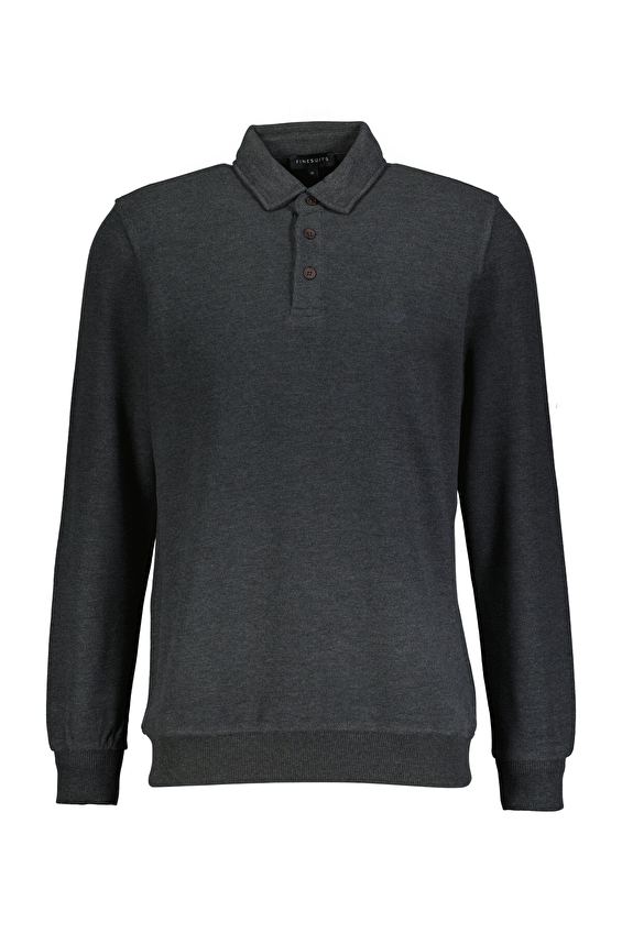 Finesuits Polo Yaka Regular Fit Erkek Kadife Sweatshirt 252209001 KDFPYR Antrasit Finesuits Polo Yaka Regular Fit Erkek Kadife Sweatshirt 252209001 KDFPYR Antrasit