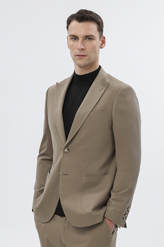 Finesuits Modern Fit Sivri Yaka Çift Yırtmaç Örme Kumaş 6 Drop Erkek Mix&Match Ceket 2522101009 CKT ORMXSY6 Vizon Finesuits Modern Fit Sivri Yaka Çift Yırtmaç Örme Kumaş 6 Drop Erkek Mix&Match Ceket 2522101009 CKT ORMXSY6 Vizon