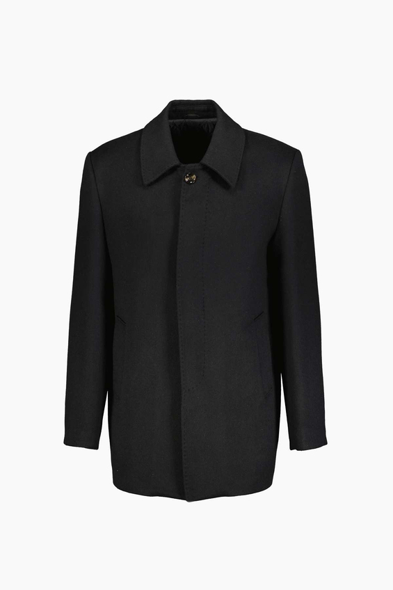 Finesuits Yün Karışımlı Kaşe Regular Fit Gömlek Yaka Erkek Kaban 2622205000 Siyah
