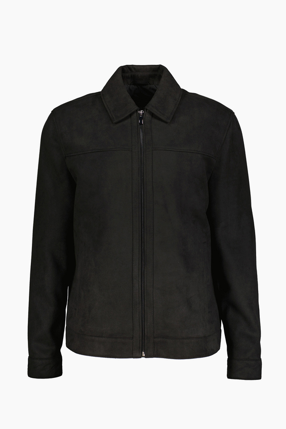 Finesuits Regular Fit Gömlek Yaka Süet Fermuarlı Erkek Mont 2622118002 Siyah
