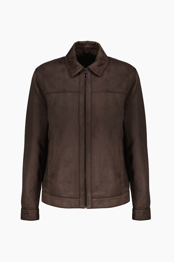 Finesuits Regular Fit Gömlek Yaka Süet Fermuarlı Erkek Mont 2622118002 Kahve