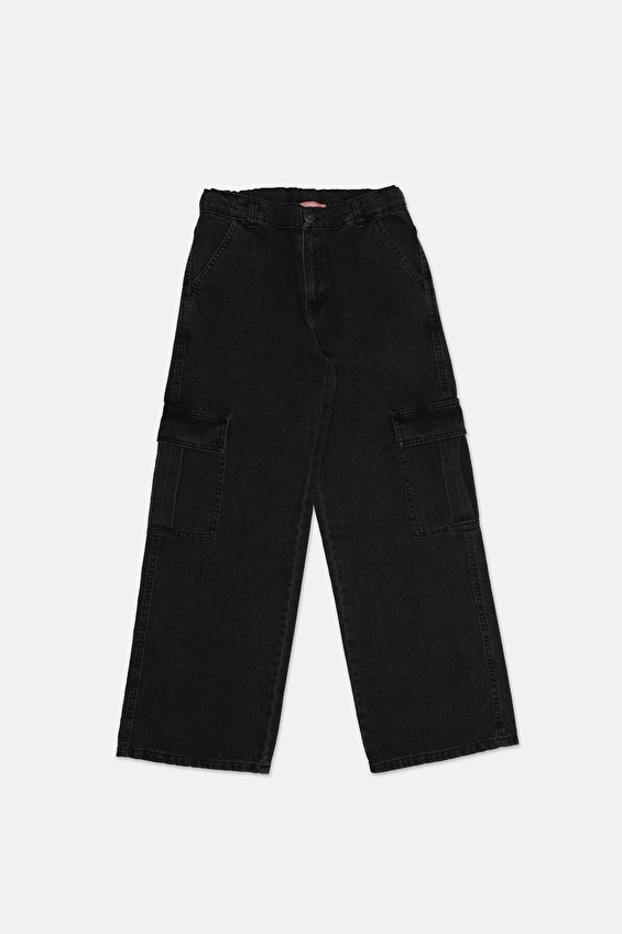 Funfair Relax Fit Beli Lastikli Düğmeli Geniş Paça Kot Kız Çocuk Pantolon 2426306008.J.M4976 Siyah Funfair Relax Fit Beli Lastikli Düğmeli Geniş Paça Kot Kız Çocuk Pantolon 2426306008.J.M4976 Siyah