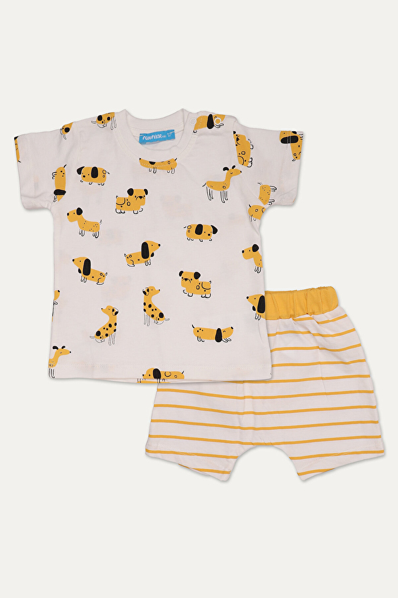 Funfair Regular Fit Bisiklet Yaka Erkek Çocuk Bebek Takımı 2516113010 E Ekru/sarı Funfair Regular Fit Bisiklet Yaka Erkek Çocuk Bebek Takımı 2516113010 E Ekru/sarı