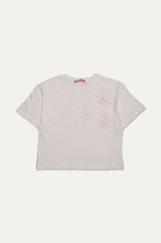 Funfair Kız Çocuk Çiçek Detaylı Tişört 2516316056.M0530 Funfair Kız Çocuk Çiçek Detaylı Tişört 2516316056.M0530