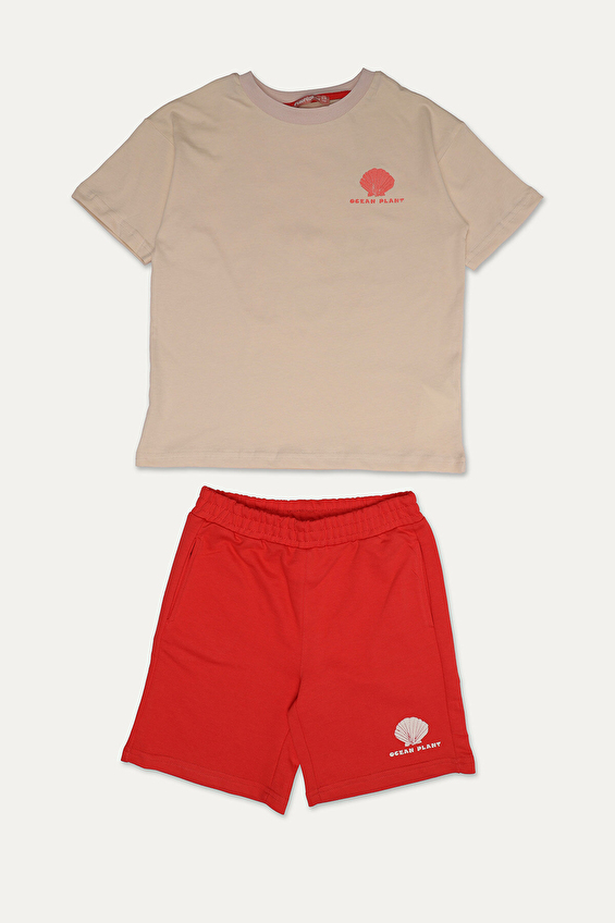Funfair Kız Çocuk Şortlu Takım 2516302022 KC 7134 TK Ekru/kırmızı Funfair Kız Çocuk Şortlu Takım 2516302022 KC 7134 TK Ekru/kırmızı