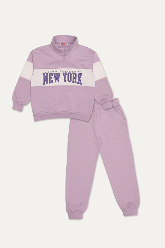 Funfair Dik Yaka Regular Fit Yarım Fermuarlı Ribanalı Paça 2 İplik Lastikli Kız Çocuk Takım 2526302010 YF Lila Funfair Dik Yaka Regular Fit Yarım Fermuarlı Ribanalı Paça 2 İplik Lastikli Kız Çocuk Takım 2526302010 YF Lila