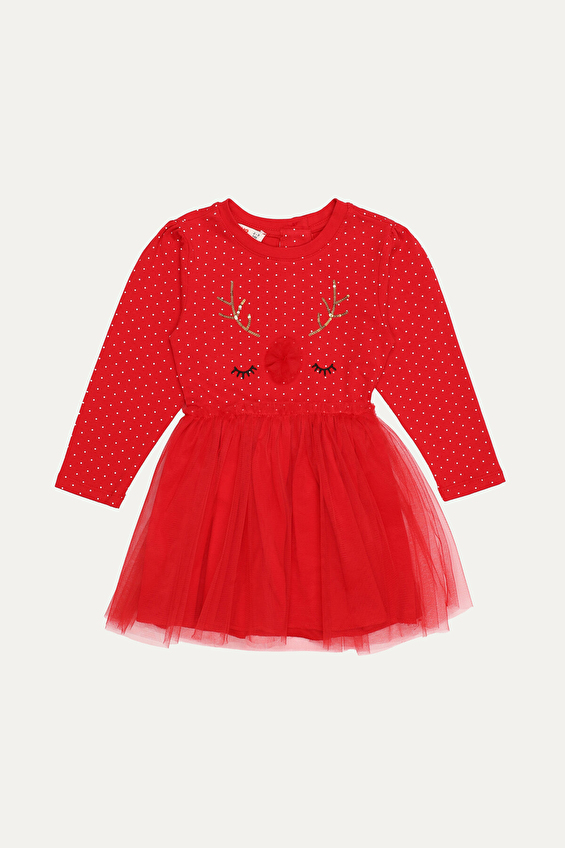 Funfair Regular Fit Penye Bisiklet Yaka Uzun Kollu Kız Çocuk Elbise 2526310001 4286 Kırmızı Funfair Regular Fit Penye Bisiklet Yaka Uzun Kollu Kız Çocuk Elbise 2526310001 4286 Kırmızı