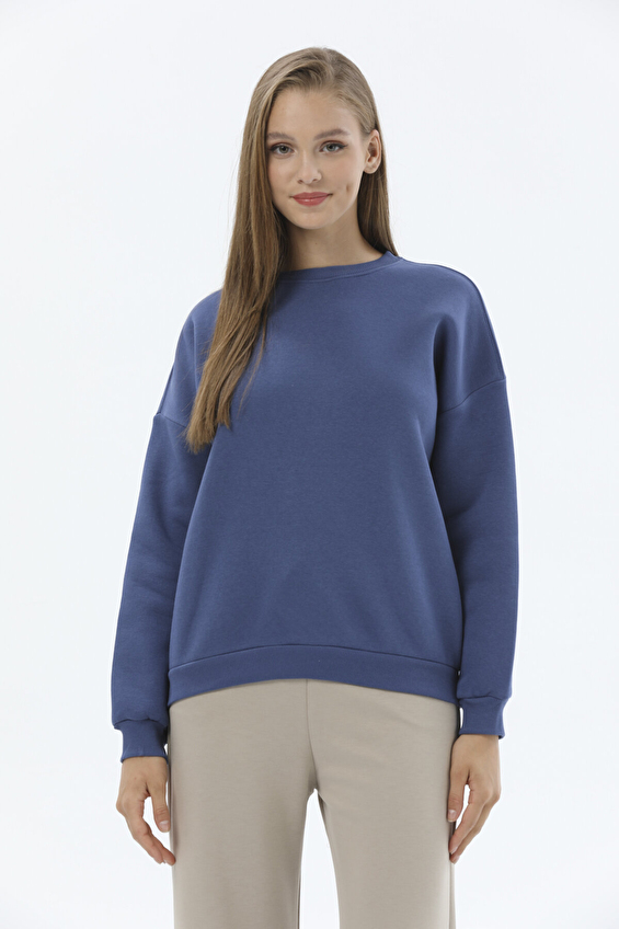 First Company Kadın Sweatshirt 2424BS130836 Indıgo First Company Kadın Sweatshirt 2424BS130836 Indıgo