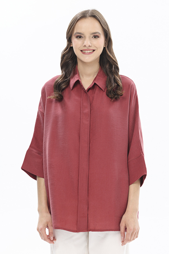 First Company Denim Kadın Gömlek 2514BS108344 Bordo First Company Denim Kadın Gömlek 2514BS108344 Bordo