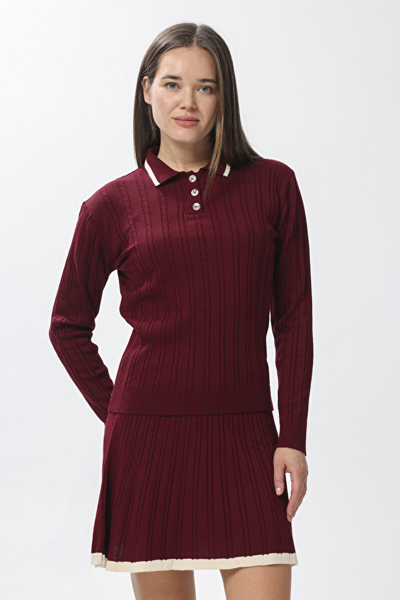 First Company Kadın Takım Etek Triko 2524BS110800 Bordo First Company Kadın Takım Etek Triko 2524BS110800 Bordo