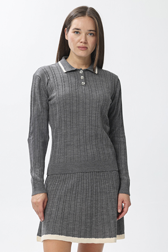 First Company Kadın Takım Etek Triko 2524BS110800 Antrasit First Company Kadın Takım Etek Triko 2524BS110800 Antrasit