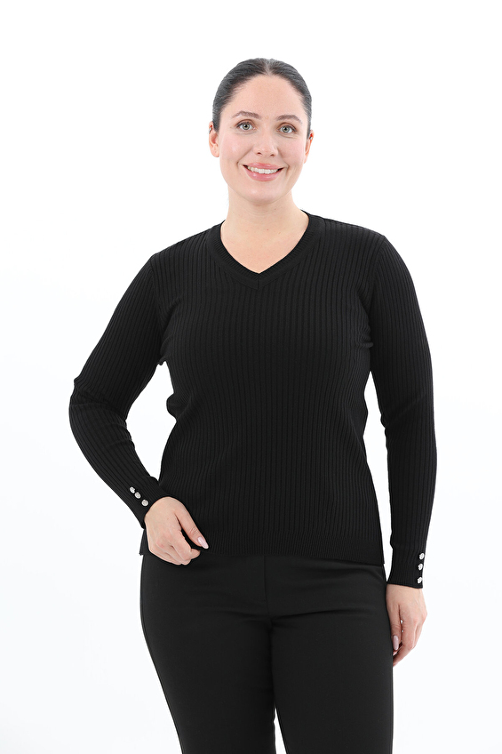 Shefame Kadın Kazak 2524BK110002 V Siyah Shefame Kadın Kazak 2524BK110002 V Siyah