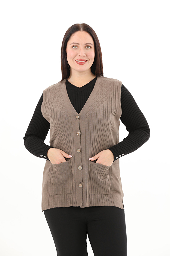 Shefame Kadın Kısa Yelek 2524BK114004 Vizon Shefame Kadın Kısa Yelek 2524BK114004 Vizon