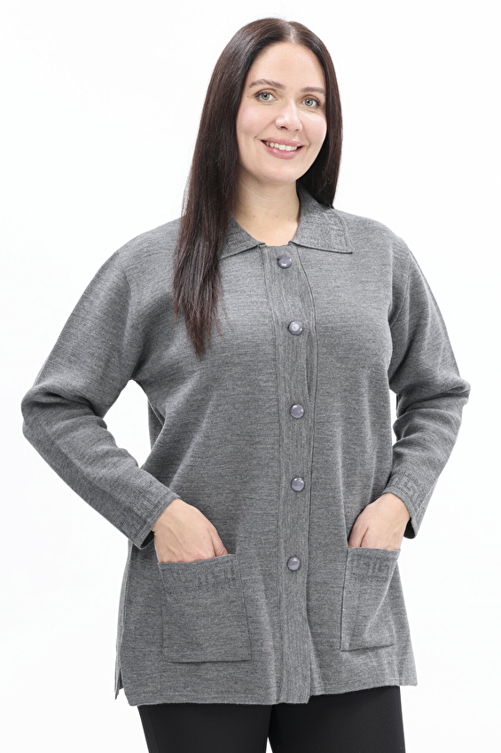 Shefame Kadın Uzun Ceket 2524BK102012 Gri Shefame Kadın Uzun Ceket 2524BK102012 Gri