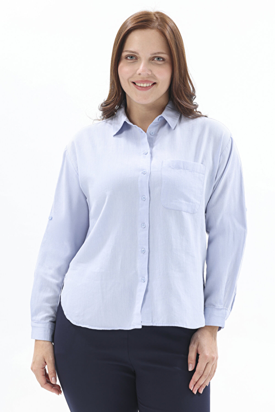 First Company Kadın Gömlek 2524KS114041 Mavi First Company Kadın Gömlek 2524KS114041 Mavi