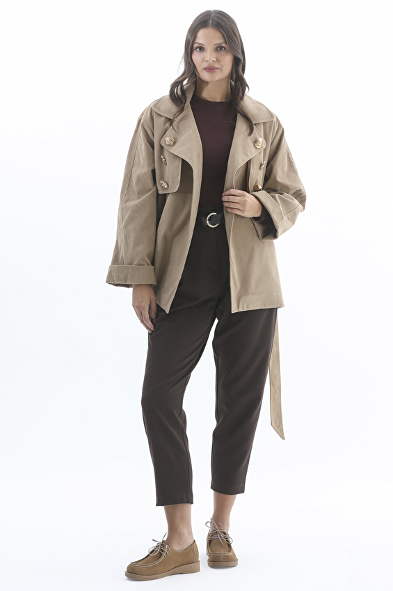 Shefame Kadın Trençkot 2524Bk102798 Vizon Shefame Kadın Trençkot 2524Bk102798 Vizon