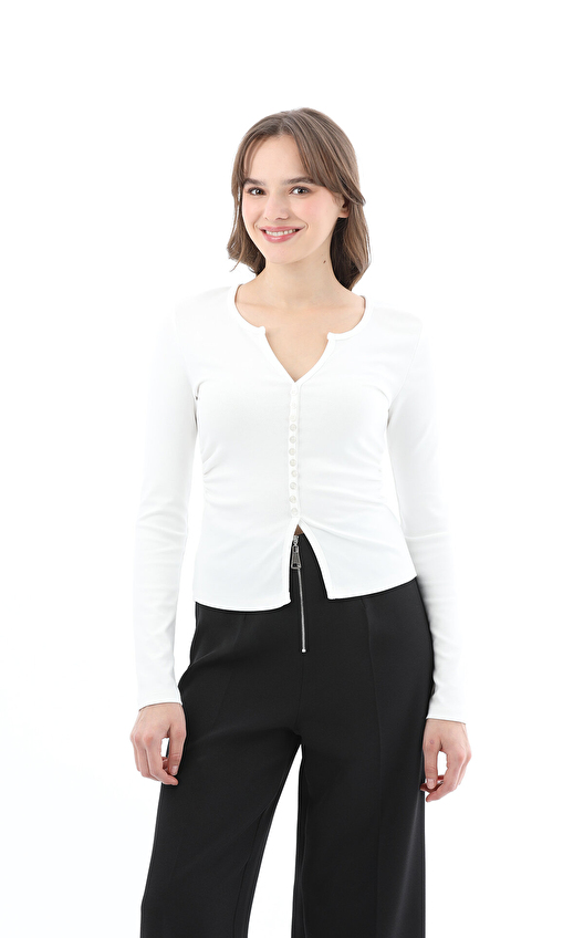 Shefame Kadın Bluz 2524KK103355 Ekru Shefame Kadın Bluz 2524KK103355 Ekru