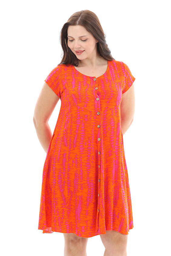 Shefame Düğmeli Kadın Elbise 2614KK105006 Mercan Shefame Düğmeli Kadın Elbise 2614KK105006 Mercan