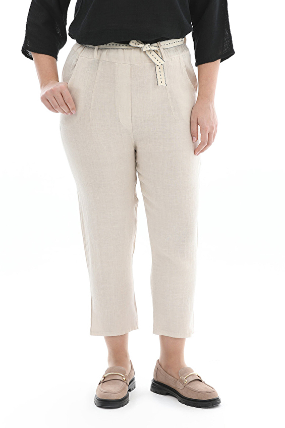 Shefame Havuç Paça Lastikli Kadın Pantolon 2614KK104451 Bej Shefame Havuç Paça Lastikli Kadın Pantolon 2614KK104451 Bej