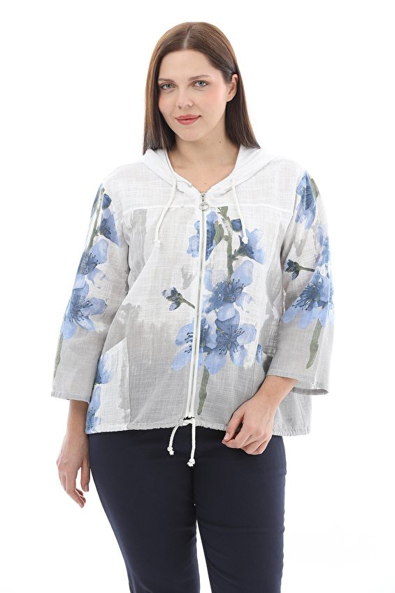 Shefame Fermuarlı Kadın Ceket 2614KK102851 Beyaz Shefame Fermuarlı Kadın Ceket 2614KK102851 Beyaz