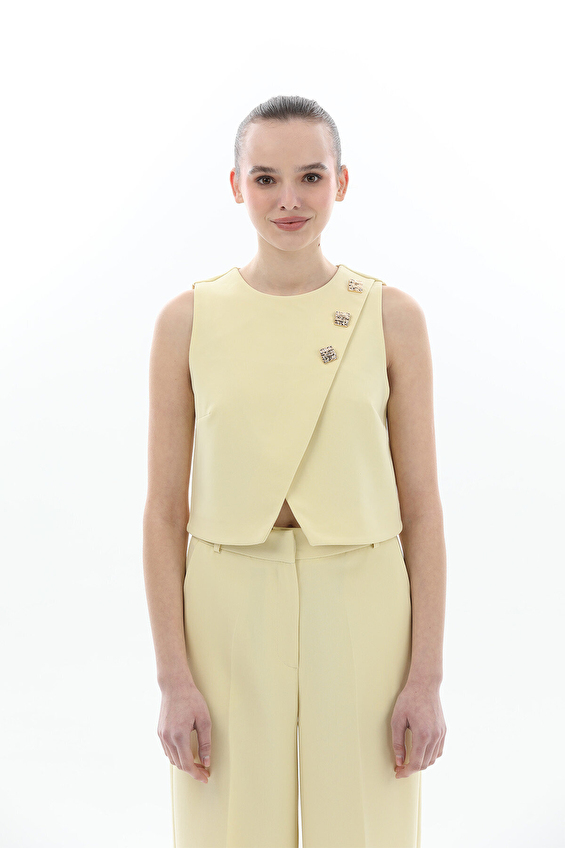 Shefame Regular Fit Bisiklet Yaka Kadın Yelek 2614KK114630 Sarı Shefame Regular Fit Bisiklet Yaka Kadın Yelek 2614KK114630 Sarı