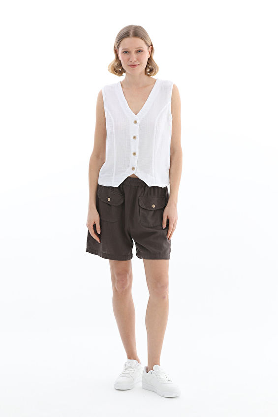 Crew Up Regular Fit Kadın Şort 2614KS106613 Kahverengi Crew Up Regular Fit Kadın Şort 2614KS106613 Kahverengi