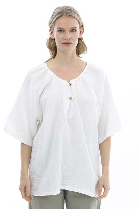 First Company Regular Fit Düşük Kol Kadın Bluz 2614KS105649 Beyaz First Company Regular Fit Düşük Kol Kadın Bluz 2614KS105649 Beyaz