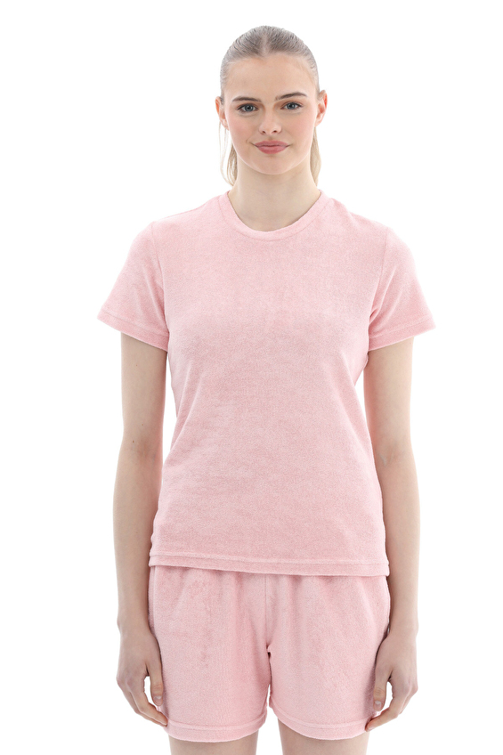 Crew Up Regular Fit Bisiklet Yaka Kısa Kol Reçme Kadın Tişört 2614KS120494 Pembe Crew Up Regular Fit Bisiklet Yaka Kısa Kol Reçme Kadın Tişört 2614KS120494 Pembe