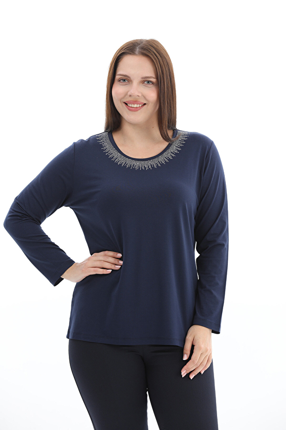 Shefame Regular Fit Bisiklet Yaka Uzun Kollu Kadın Bluz 2614KK110346 Lacivert Shefame Regular Fit Bisiklet Yaka Uzun Kollu Kadın Bluz 2614KK110346 Lacivert