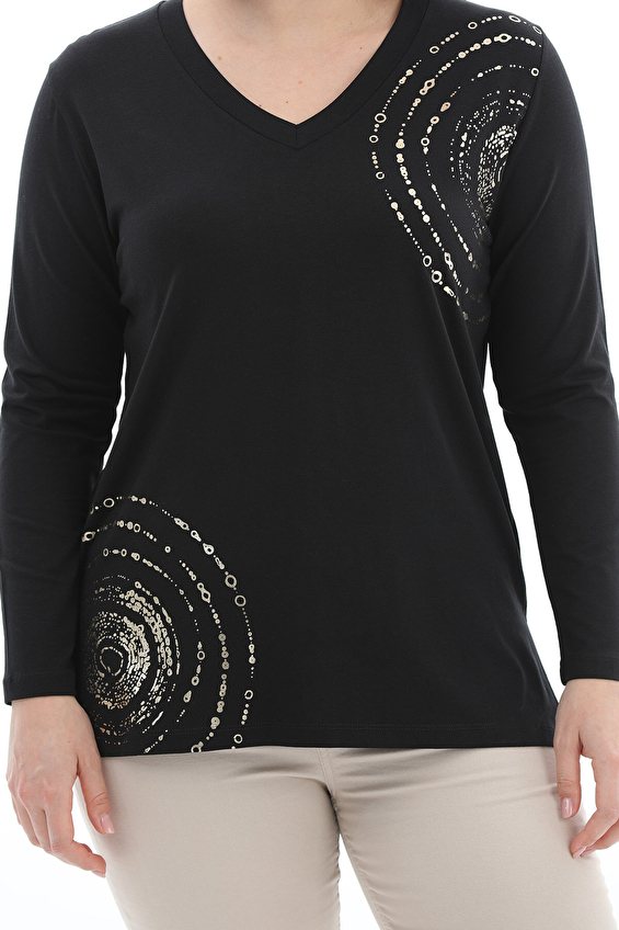 Shefame Regular Fit V Yaka Uzun Kollu Kadın Bluz 2614KK110336 Siyah Shefame Regular Fit V Yaka Uzun Kollu Kadın Bluz 2614KK110336 Siyah