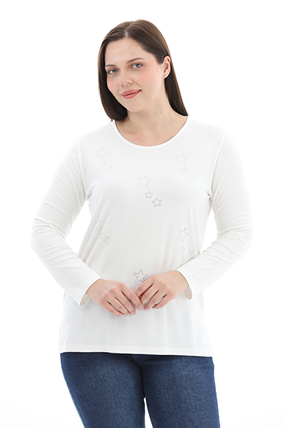 Shefame Regular Fit Bisiklet Yaka Uzun Kollu Kadın Bluz 2614KK110319 Ekru Shefame Regular Fit Bisiklet Yaka Uzun Kollu Kadın Bluz 2614KK110319 Ekru