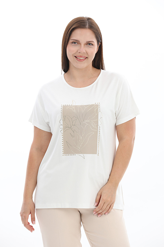 Shefame Regular Fit Bisiklet Yaka Kısa Kollu Kadın Bluz 2614KK110321 Ekru Shefame Regular Fit Bisiklet Yaka Kısa Kollu Kadın Bluz 2614KK110321 Ekru