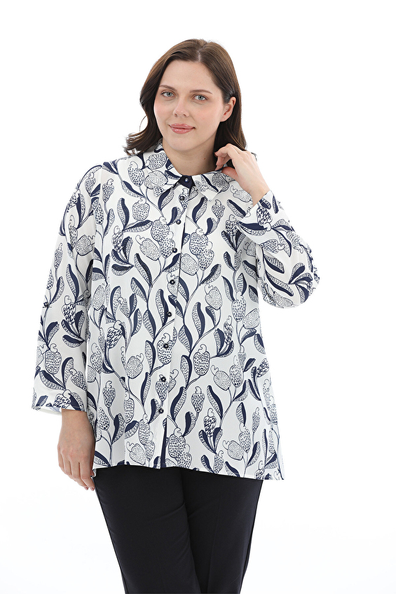 Shefame Regular Fit Gömlek Yaka Uzun Kollu Kadın Gömlek 2614KK108113 Lacivert Shefame Regular Fit Gömlek Yaka Uzun Kollu Kadın Gömlek 2614KK108113 Lacivert