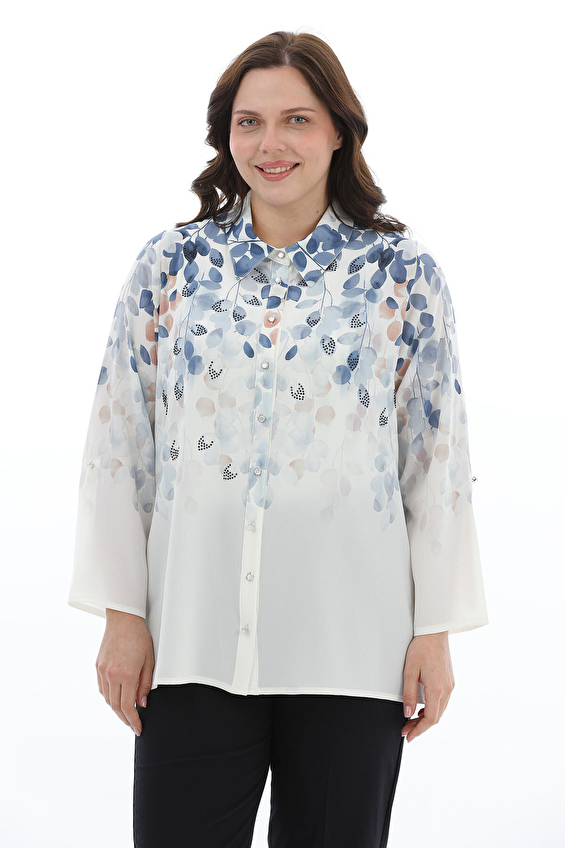 Shefame Regular Fit Gömlek Yaka Polyester Uzun Kollu Kadın Bluz 2614KK110112 Lacivert Shefame Regular Fit Gömlek Yaka Polyester Uzun Kollu Kadın Bluz 2614KK110112 Lacivert